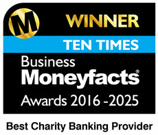 Ten times Business Moneyfacts award winners for the Best Charity Banking Provider from 2016 to 2025.