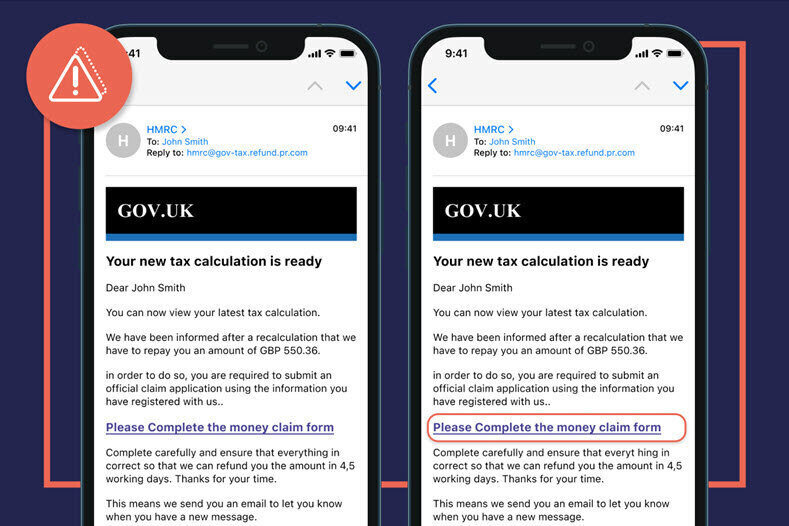 Smart phones displaying emails that look suspicious