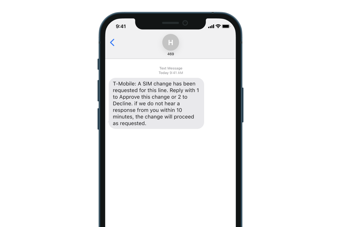 Message about sim swap